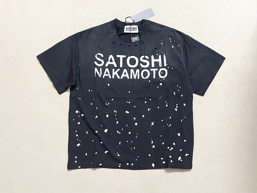 Unbranded 138 Satoshi Nakamoto Splatter Tee Ink T : Washed Black S M L - Image 5