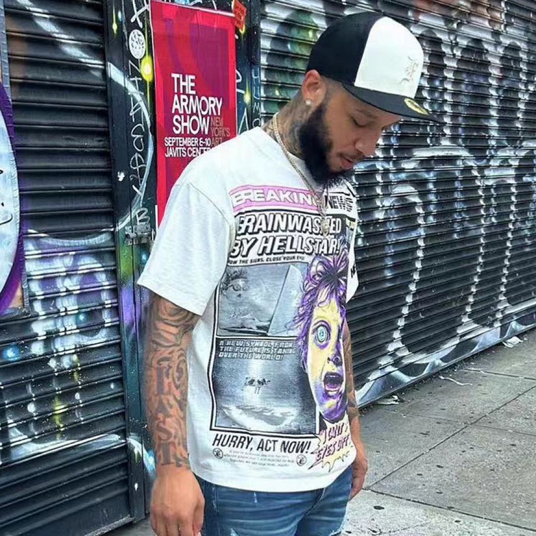 Off-White 128 Hellstar Must Be Stopped Wind Logo Sea Short Sleeve T Tee Off White S-M-L-XL - Image 16