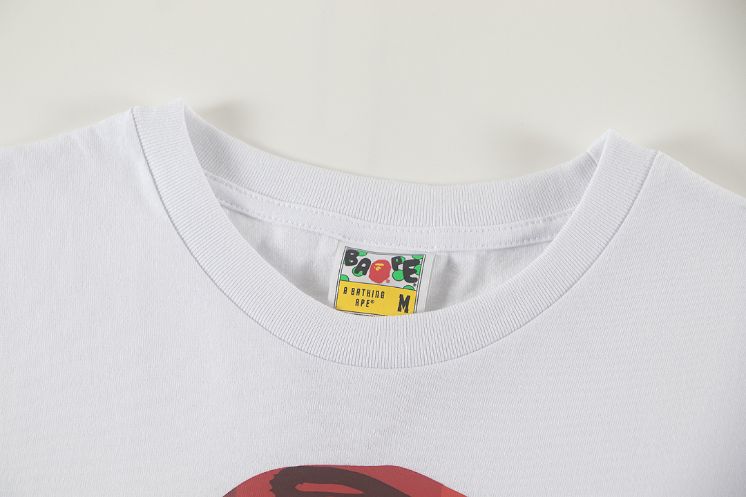 Bape 148 TOP Print Collar Short Sleeve T Black White S-XL - Image 14