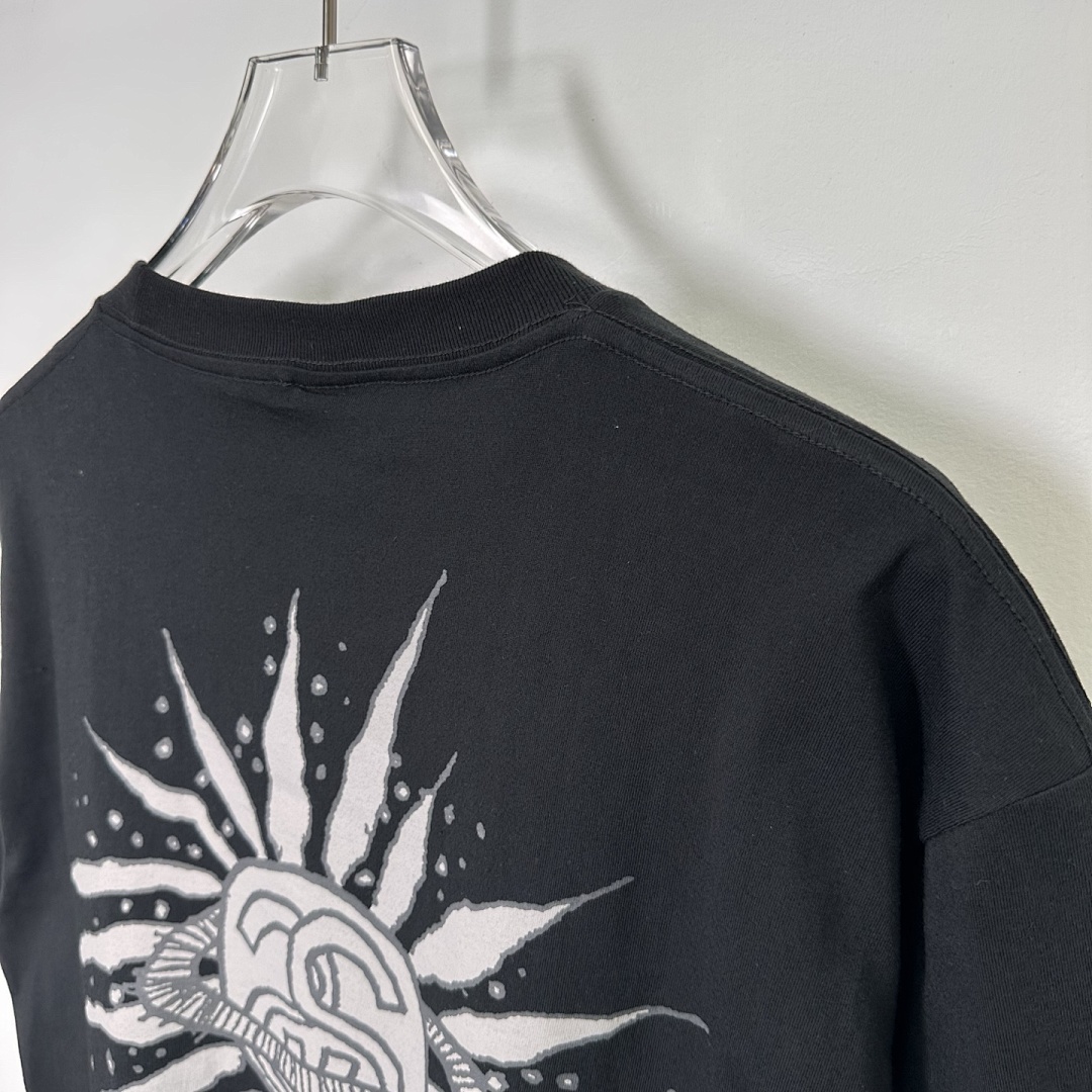 Stussy 128 STU SS25 LOOK BEYOND TEE PIGMENT DYED Double S Print Short Sleeve (Black White) - Image 6