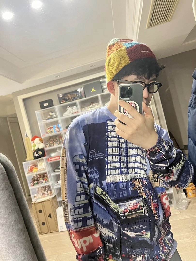 Supreme 298 SS25 SKYLINE SEQUIN L/S TOP Sky Stitching Long Sleeve Black Blue S-XL - Image 36