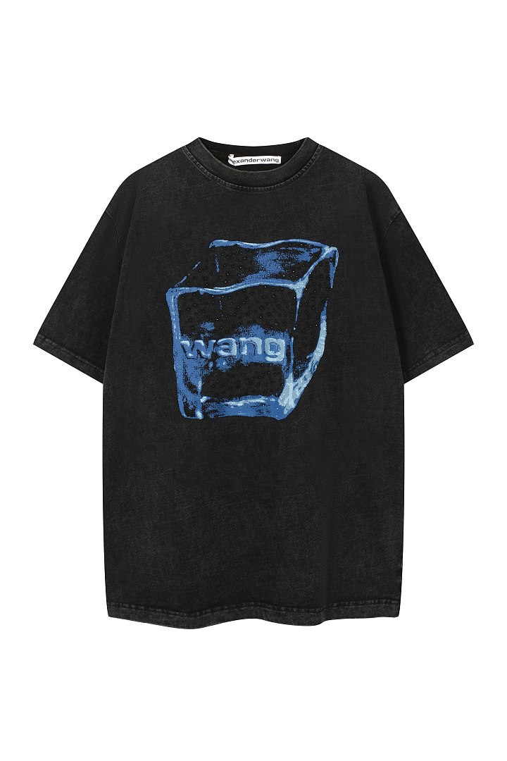 Unbranded 138 AW Diamond Print Short Sleeve T Black S-XL 8311#