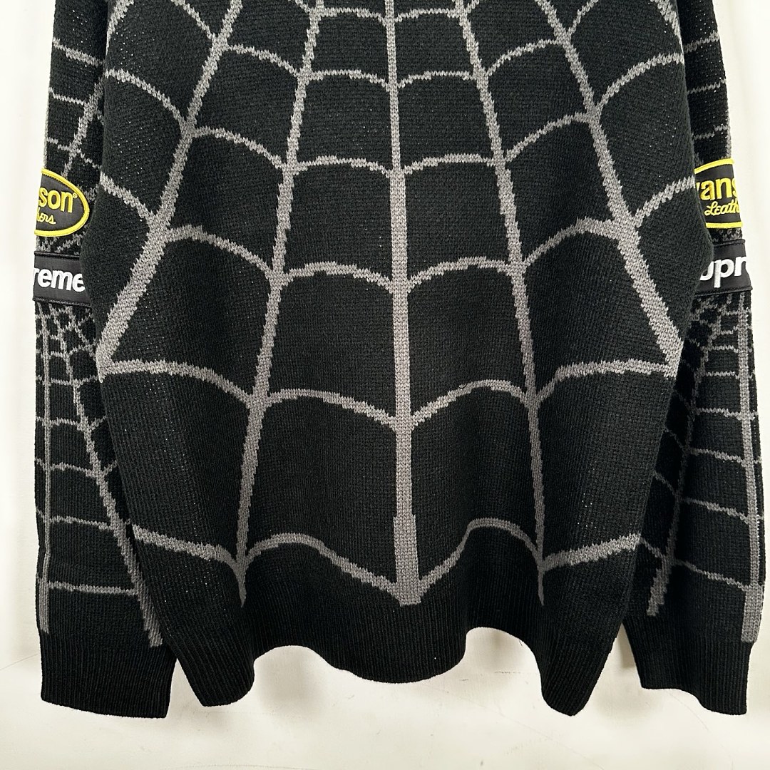Sp5der 368 VANSON SPIDER-MAN SWEATER SS26 Embroidered Collar Fleece Black Red S - Image 21