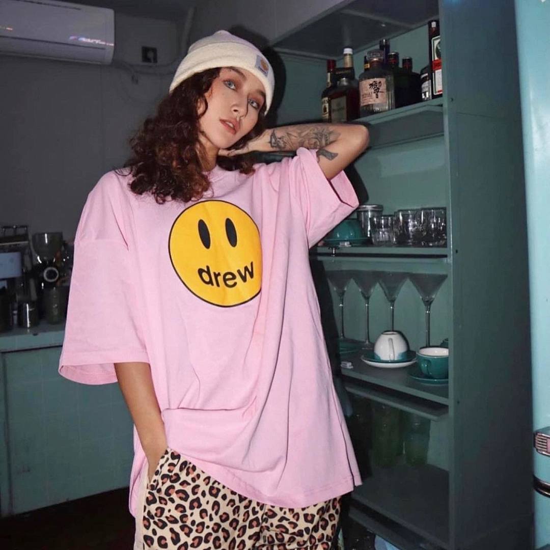 Drew House 108 DREW HOUSE 22FW Mascot Tee LOGO Print Short Sleeve T Cream White Black Red Color Blue Pink Purple S M L - Image 28