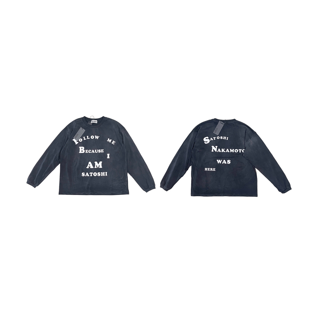 Unbranded 138 Satoshi Nakamoto Follow Me Longsleeve T-Shirt Long Sleeve T : Washed Black S M L - Image 3