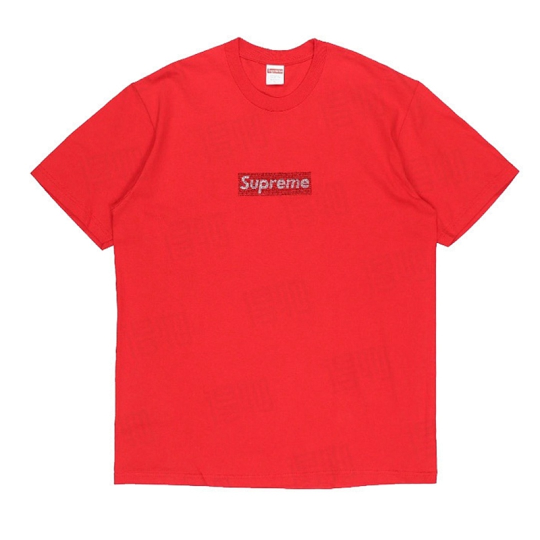 Supreme 128 BOX LOGO Rhinestone Diamond Short Sleeve T Black White Red S M L - Image 6