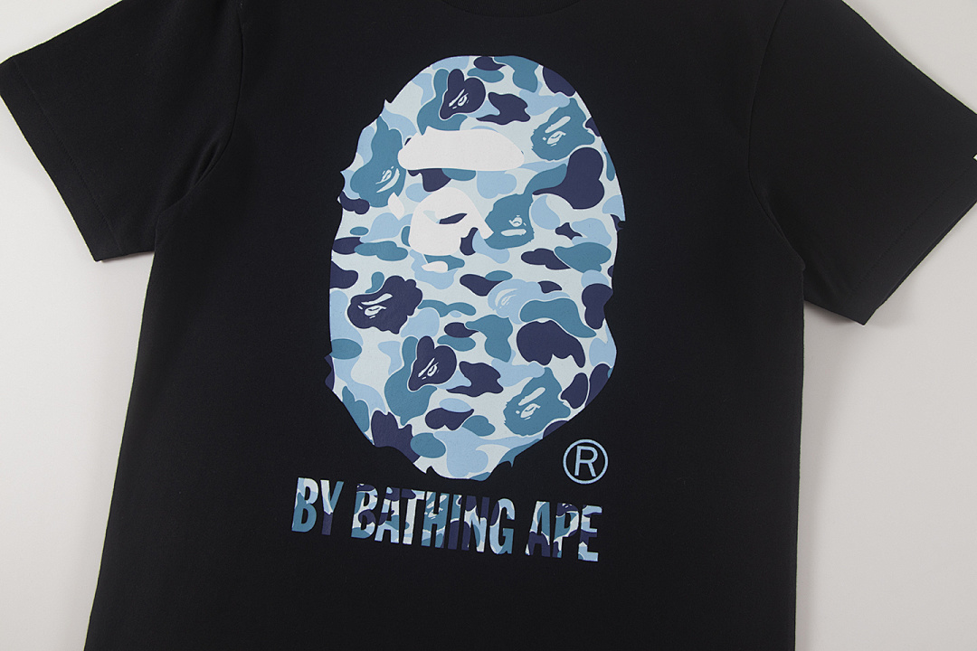 Bape 148 TOP Print Collar Short Sleeve T Black S-XL - Image 5