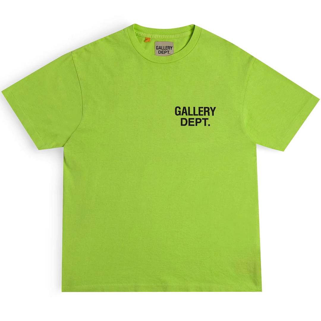 Gallery Dept 98 Gallery Dept. Classic Souvenir Tee LOGO Print Collar Short Sleeve T Black Grey White Cream Apricot Sky Blue Fruit Green Dark S M L - Image 6