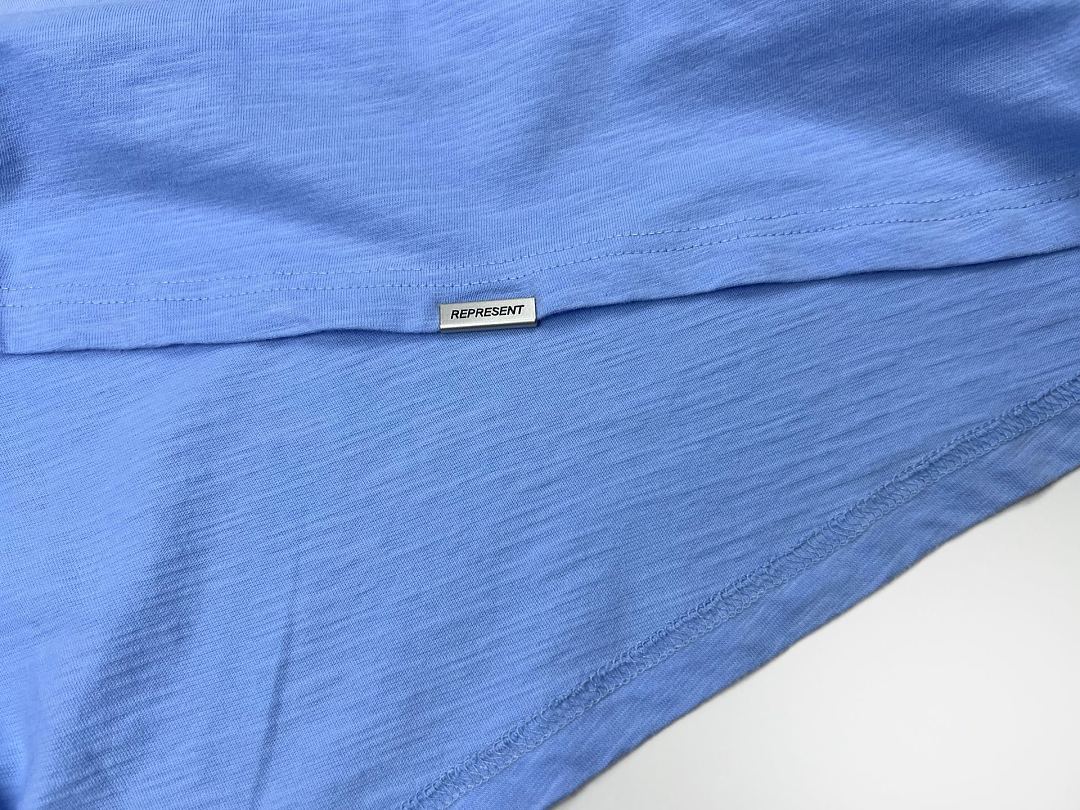 Off-White 128 REPRESENT New High Mens Womens Top Wide Short Sleeve T : S M L XL Washed Blue Off (White) - Image 15