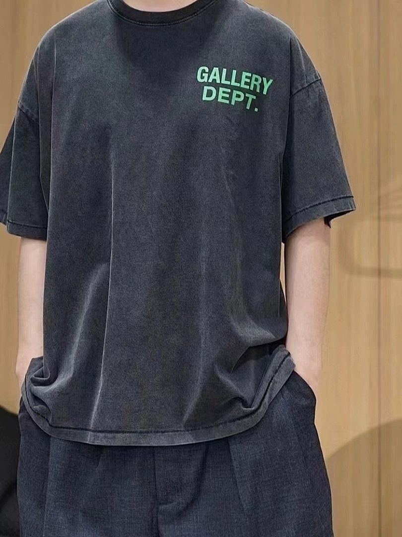 Gallery Dept 118 Gallery Dept. LOGO Green Leaf Print Short Sleeve T Black S-XL 3405# - Image 17