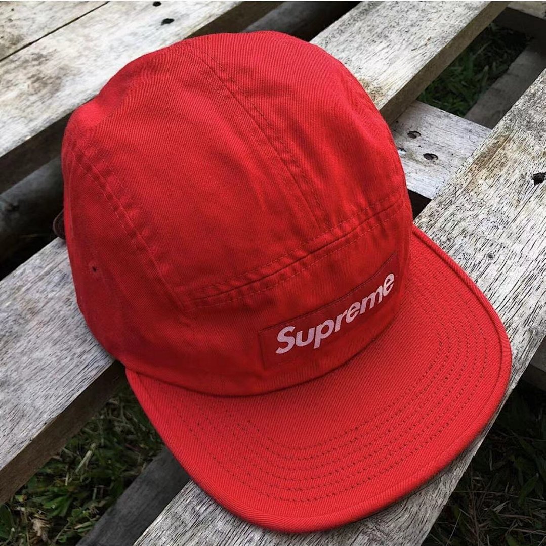 Supreme 118 Sup 23FW WASHED CHINO TWILL CAMP CAP (Red Black) - Image 12