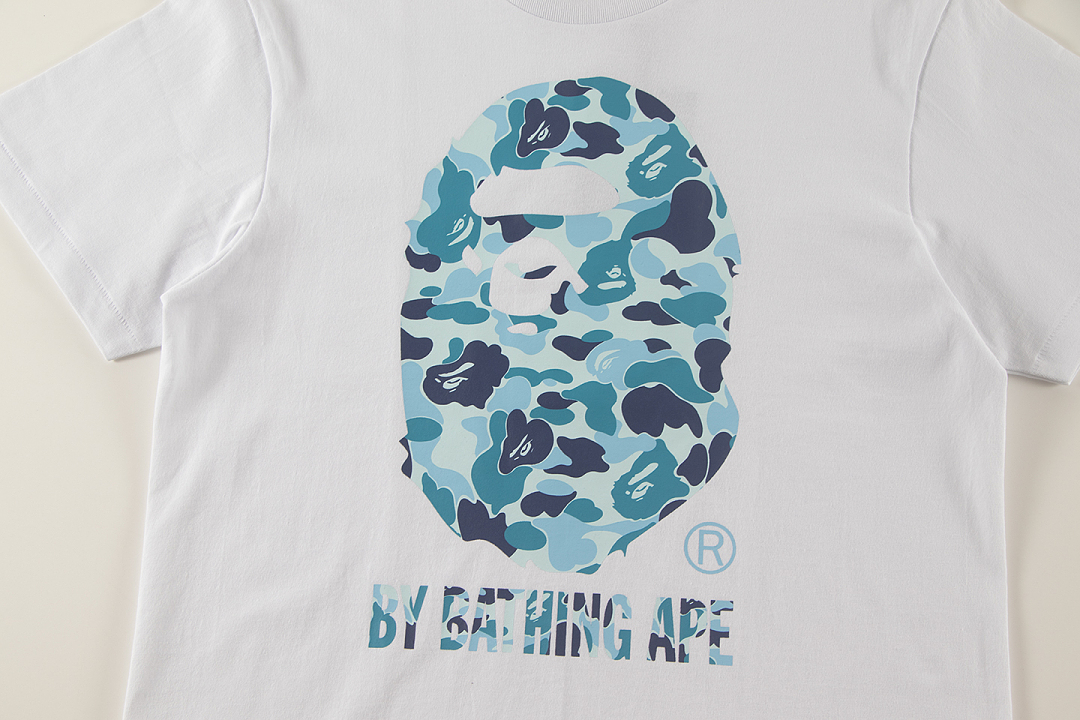 Bape 148 TOP Print Collar Short Sleeve T White S-XL - Image 6
