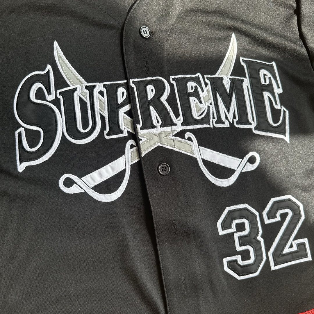 Supreme 268 FW25 WEEK1 Swords Baseball Jersey Label Patch Logo Buckle Short Sleeve : Black, Gold, Blue S-XL - Image 32