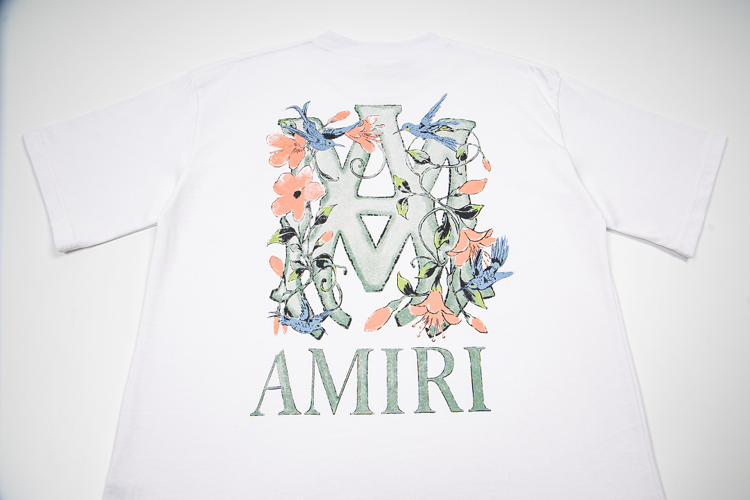 AMIRI 118 Logo Floral Print Short Sleeve T Black White S M L XL 9938# - Image 18