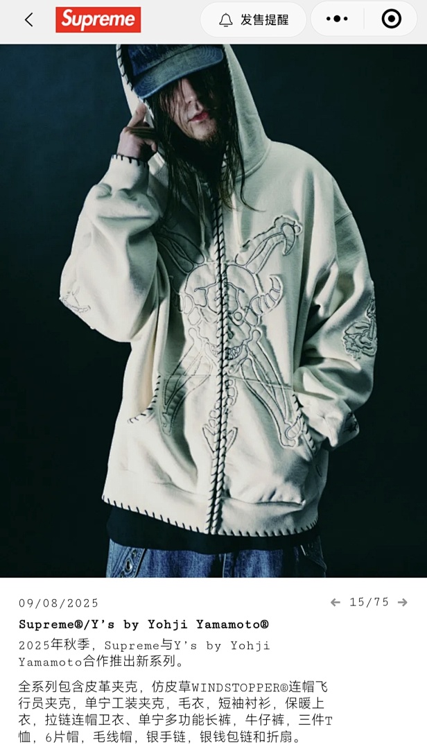 Supreme 498 YS Y'S BY YOHJI YAMAMOTO/ Mountain Collab ZIP UP HOODED / Black Light Apricot S - Image 40