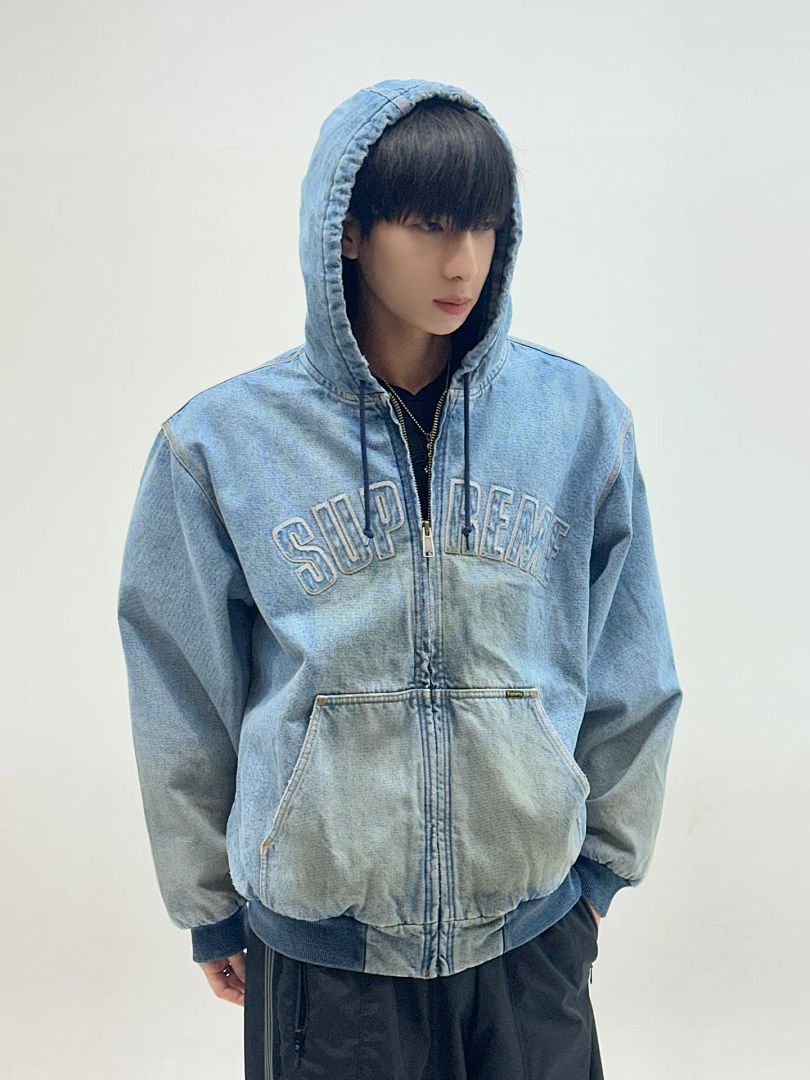 Supreme 598 25FW REFLECTIVE ARC HOODED WORK JACKET20 / Cotton Black Water Blue S - Image 20