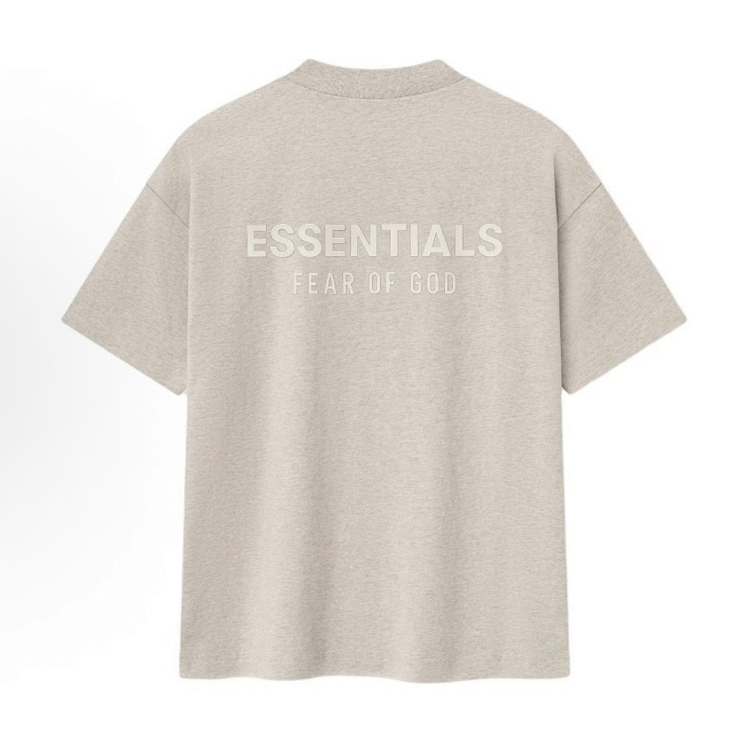 Essentials 118 SS25 Classic Hoodie Label Print Short Sleeve Silk Silver Gum : XS-XL (Grey Brown Oatmeal) - Image 15