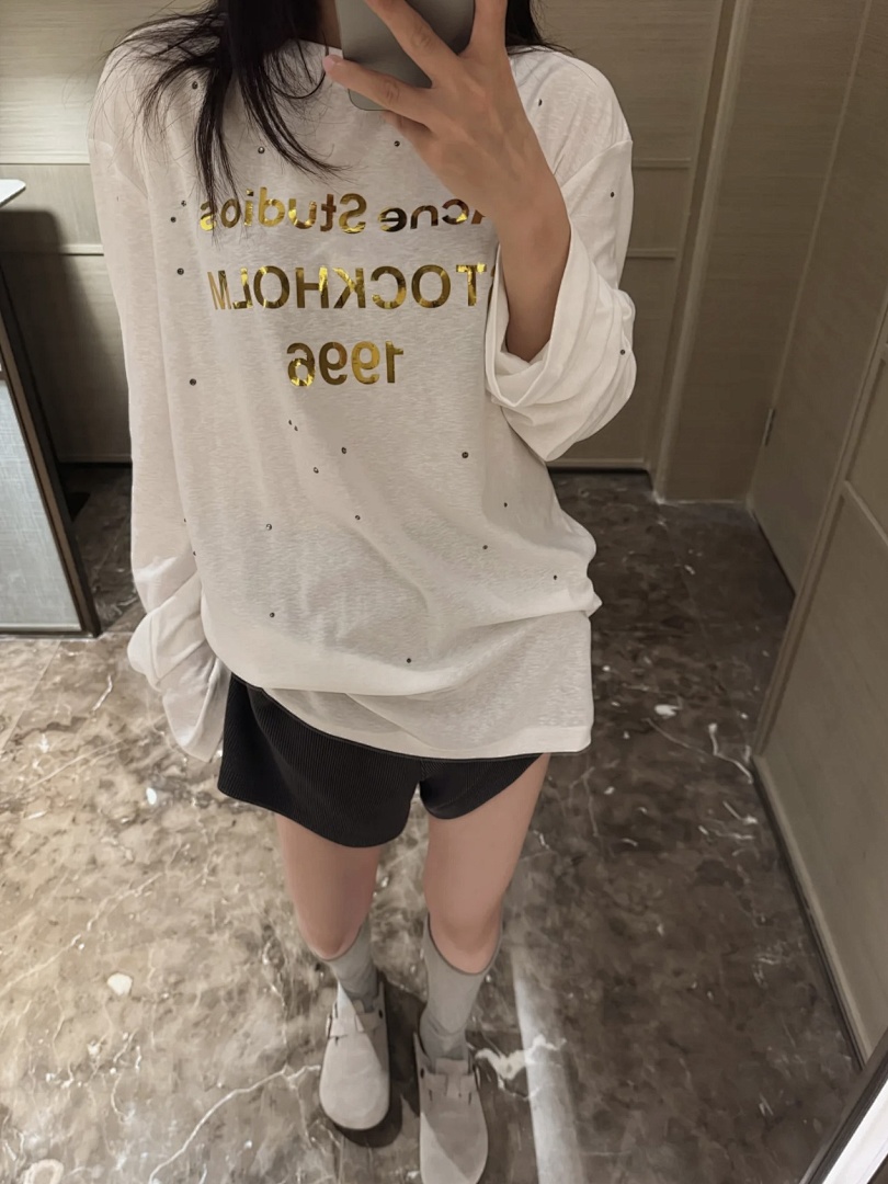 Acne Studios 148 AC LOGO Diamond Print Long Sleeve T White S-XL 3292# - Image 20