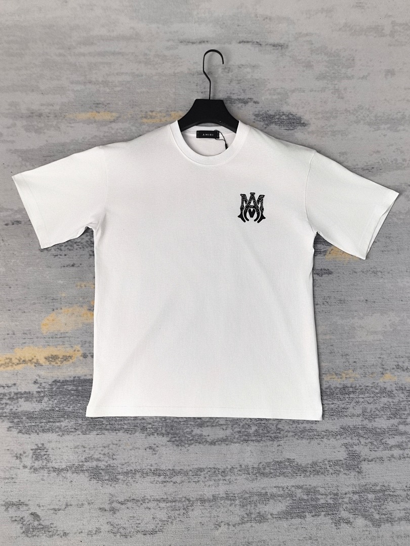 AMIRI 118 Wide Version Model Short Sleeve T Logo Print Diamond High Wind Black White S M L - Image 29