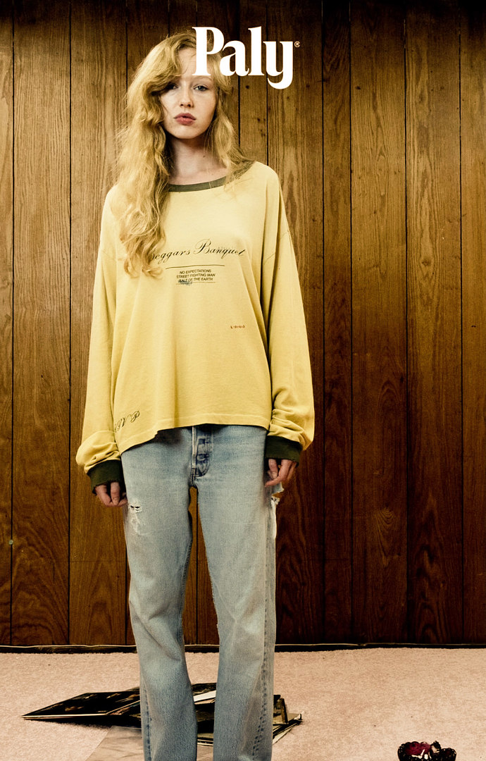 Unbranded 138 Paly Hollywood × Rolling Stones《Beggars Banquet》 Collab Long Sleeve T : Yellow S M L - Image 12