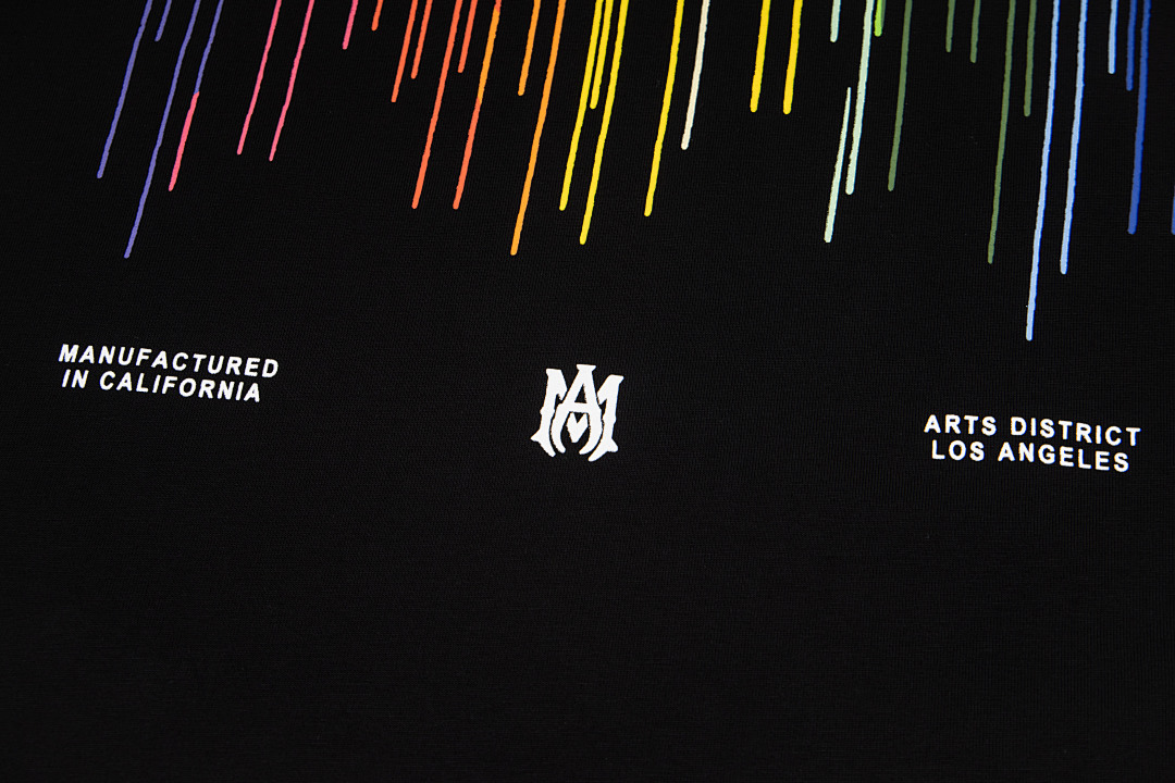 AMIRI 118 Wide Version Model Short Sleeve T Logo Color Ink Print High Wind Black White S M L XL 9901# - Image 13