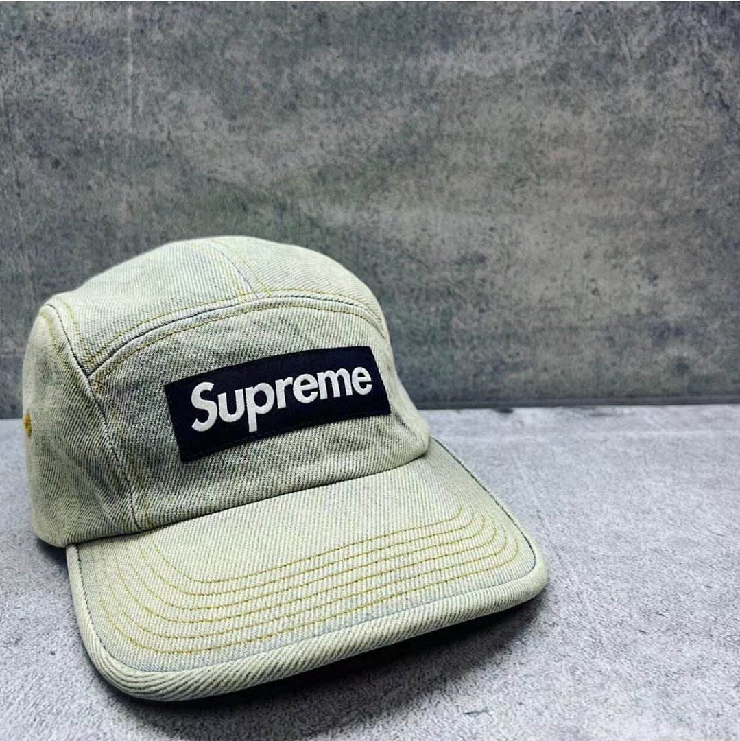 Supreme 118 SS23 SUP DENIM CAMP CAP Single Water (Blue Black) - Image 10