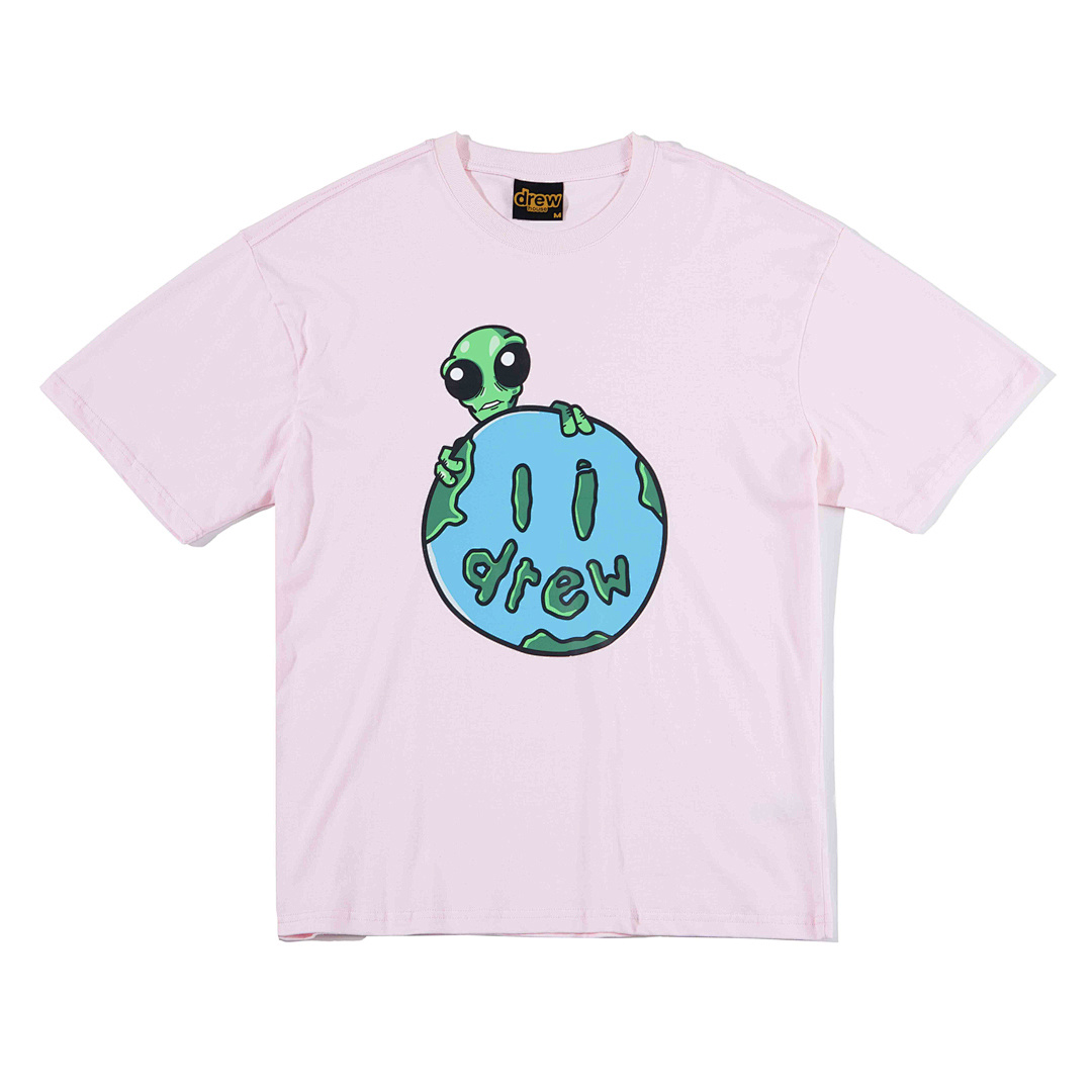 Drew House 98 DREW HOUSE ALLEN THE ALIEN Ss TEE Star Print Collar Solid Cotton Short Sleeve T Light Camel Pink S M L - Image 3