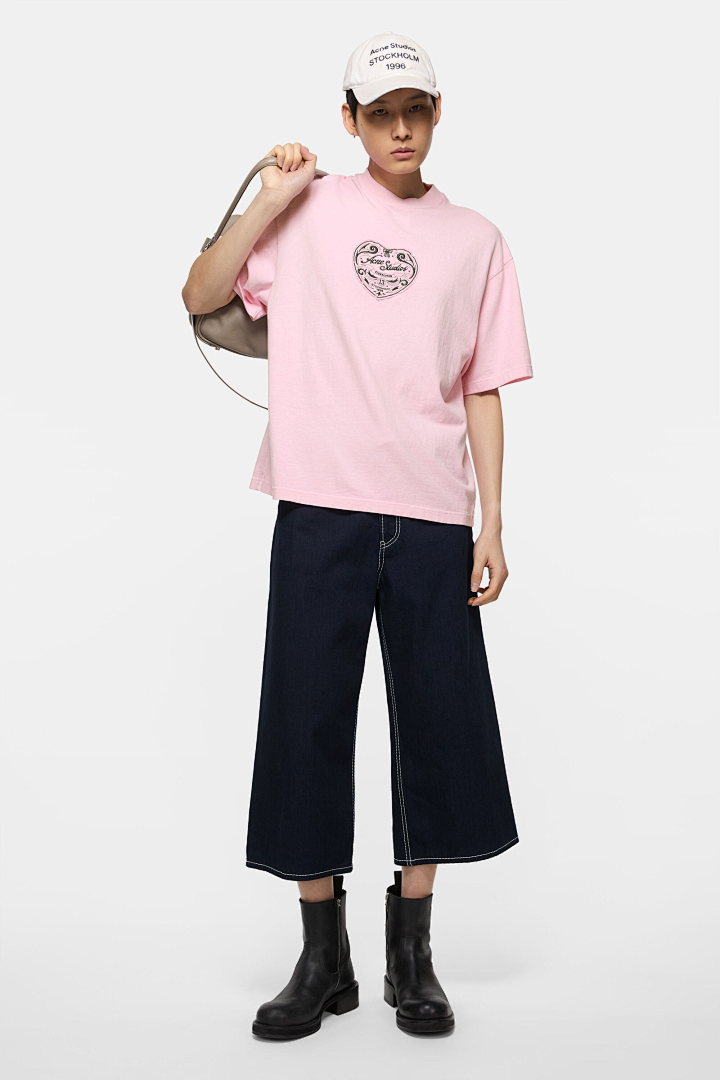Acne Studios 118 AC Canvas Floral Short Sleeve T Black White Pink S-XL 8082# - Image 38