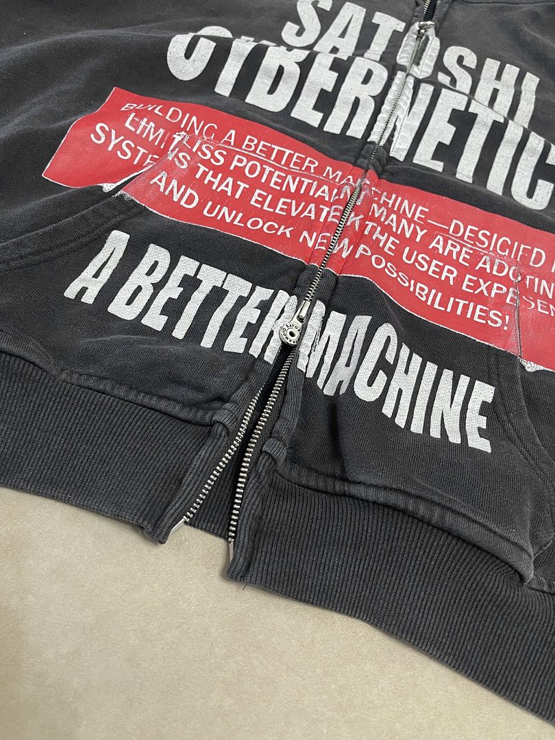 Unbranded 258 Satoshi Nakamoto Cybernetics Zip UpHoodie Washed Black : S M L - Image 11