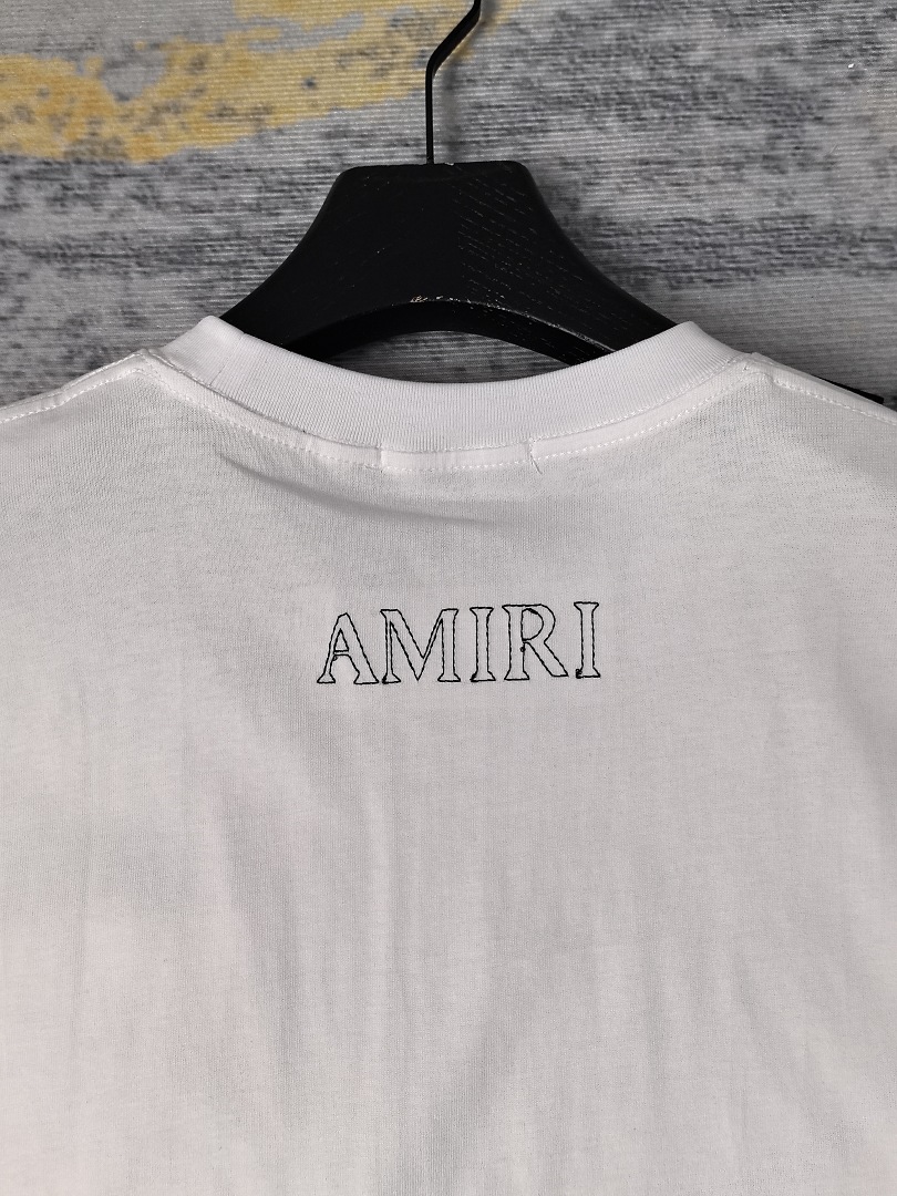 AMIRI 118 26Ss New Embroidered Short Sleeve T Black White S M L XL 9923# - Image 27