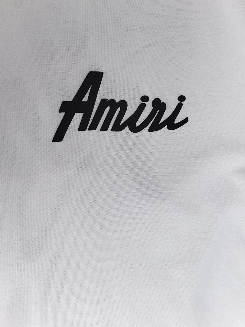 AMIRI 118 Wide Version Model Short Sleeve T Logo Print High Wind Black White S M L XL 9913# - Image 28