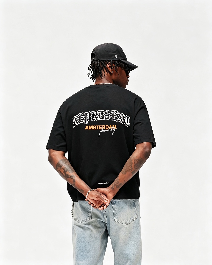 Represent 128 REPRESENT Print Short Sleeve T : S M-L XL (Black) - Image 14