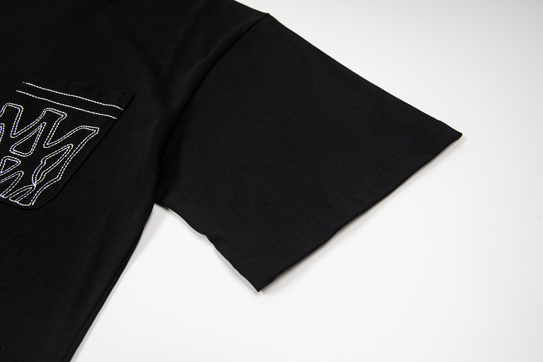 AMIRI 118 26Ss New Embroidered Short Sleeve T Black White S M L XL 9923# - Image 9