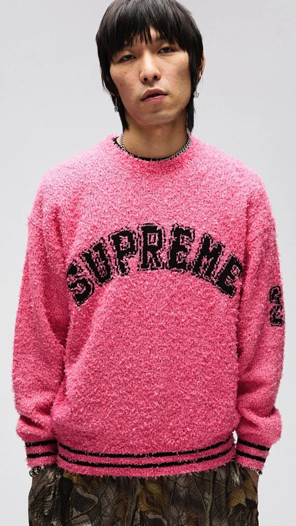Supreme 368 SS25 TEXTURED ARC SWEATER Fleece Velvet Black Apricot Pink S-XL - Image 39