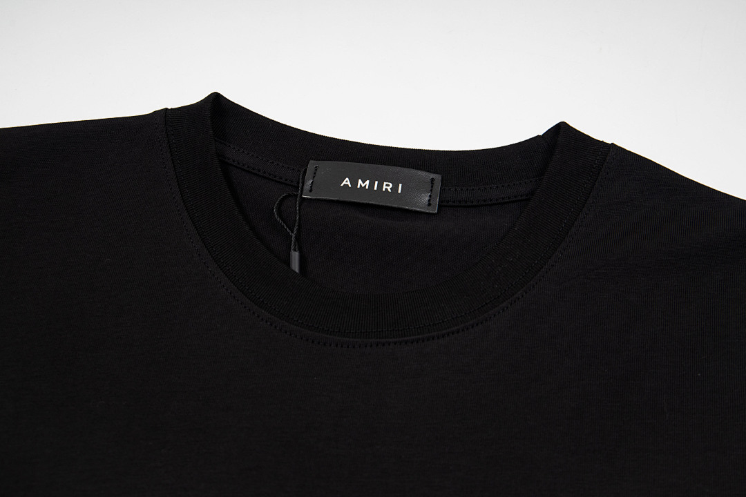 AMIRI 118 Wide Version Model Short Sleeve T Logo Print High Wind Black White S M L XL 9916# - Image 5