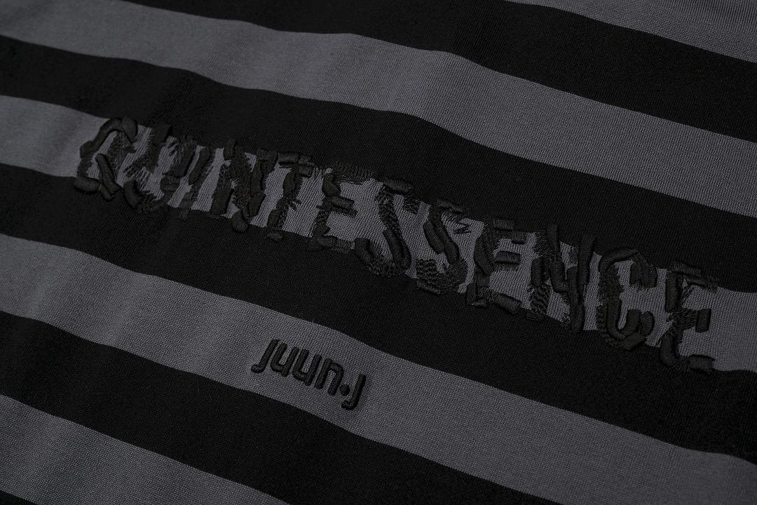 Unbranded 168 JUUN Wind Striped Patchwork Embroidered Logo Collar Short Sleeve T Black Grey S-XL J6067# - Image 10