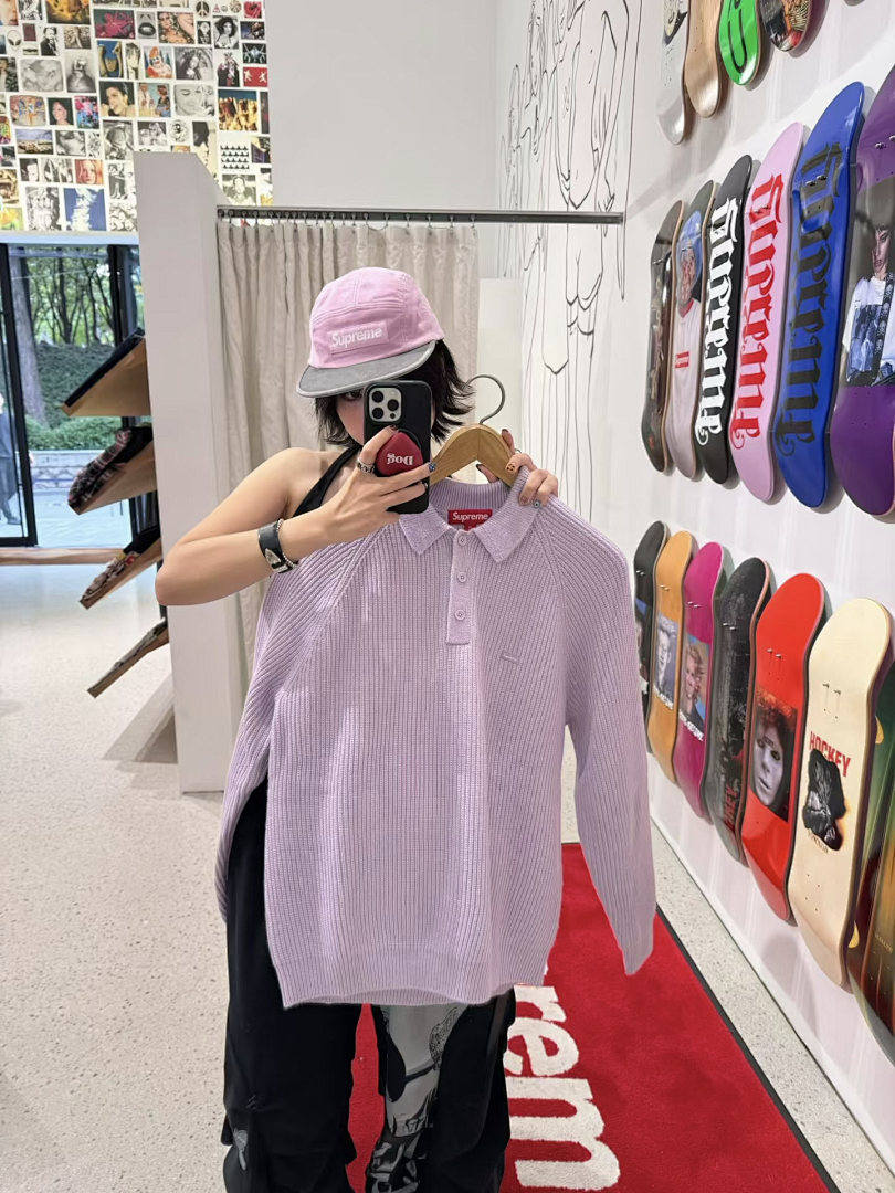 Bape 398 FW25 SMALL BOX POLO SWEATER Embroidered Label Long Sleeve / Fleece Black Pink Camo S-XL - Image 46
