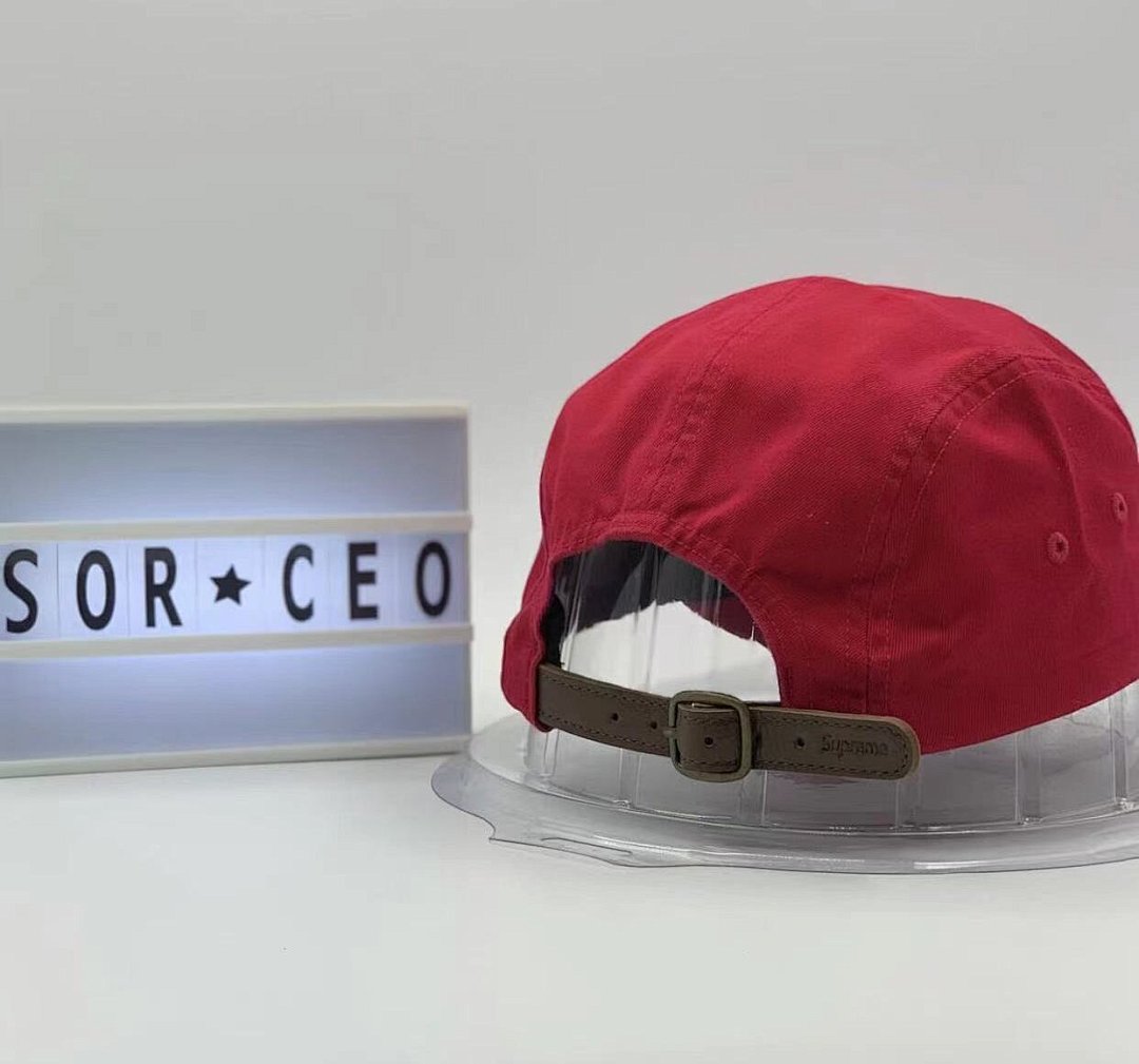 Supreme 118 Sup 23FW WASHED CHINO TWILL CAMP CAP (Red Black) - Image 11