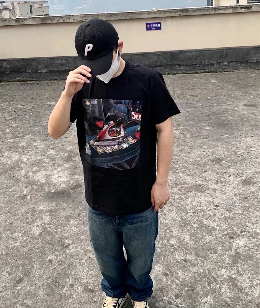 Supreme 108 Sup 22SS Gas Tee Gold Print Short Sleeve T Black White S M L XL [B302] - Image 6