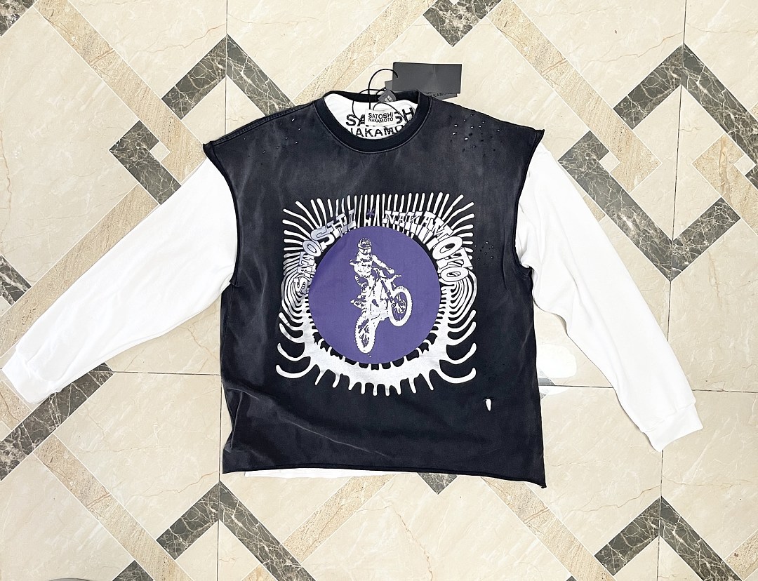 Unbranded 128 Satoshi Nakamoto Moto Rider Sleeveless Tee Sleeve : Washed Black S M L - Image 5