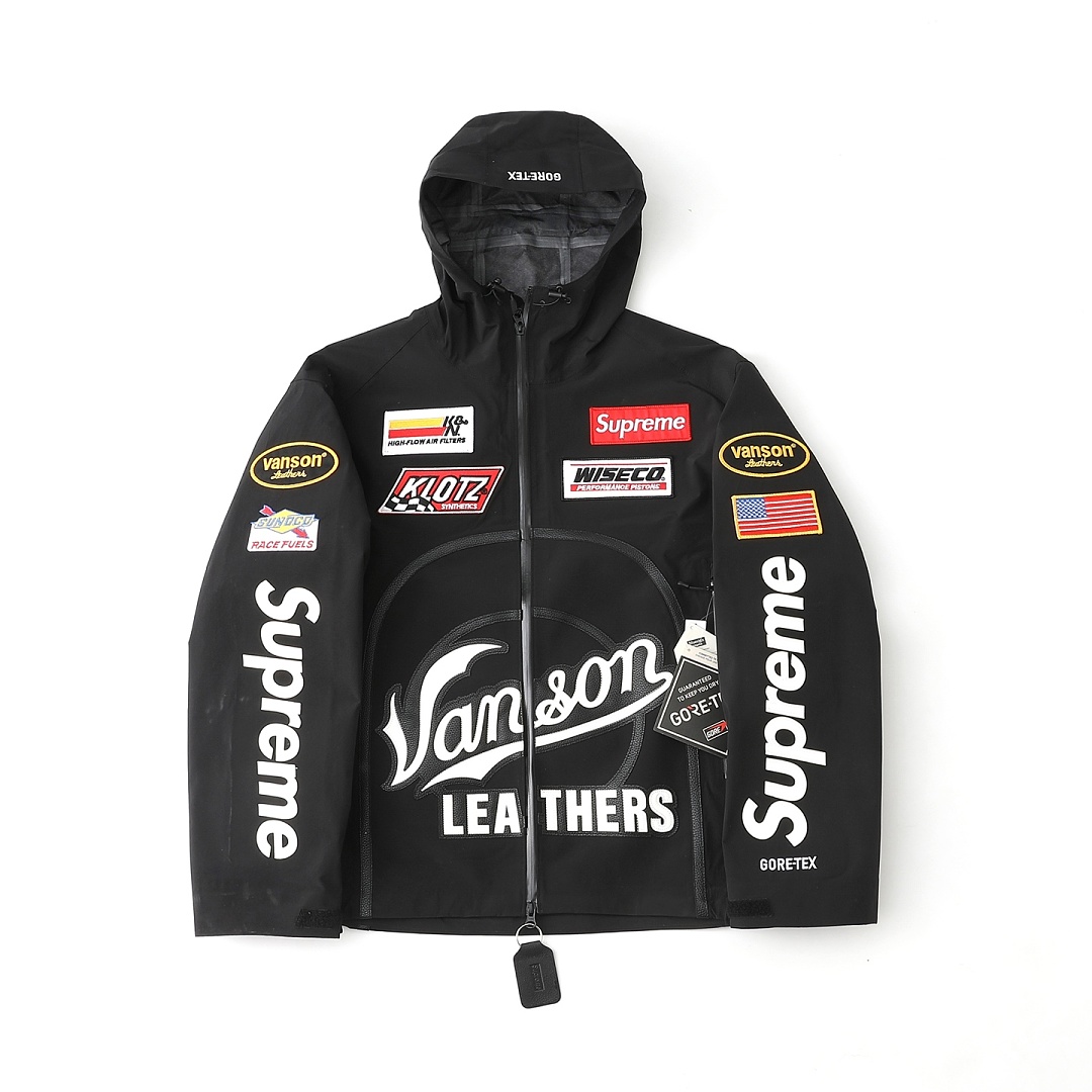 Supreme 698 FW25 GORE-TEX Shell Jacket Label Floral Water Mens Womens : Blue, White, Black S-XL - Image 5