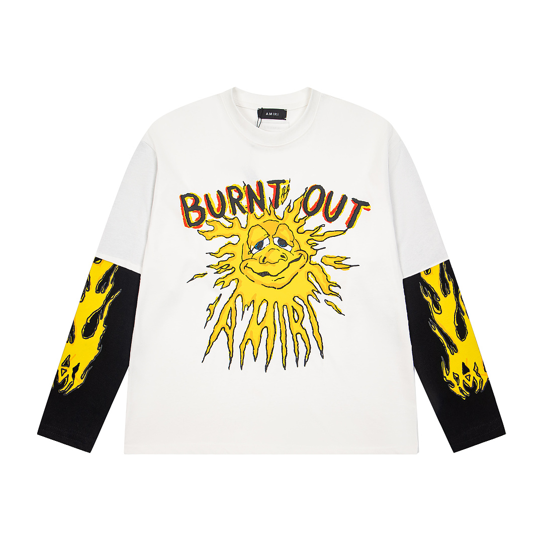 AMIRI 148 Wide Version Model Long Sleeve T Black White S M L XL 604# - Image 16