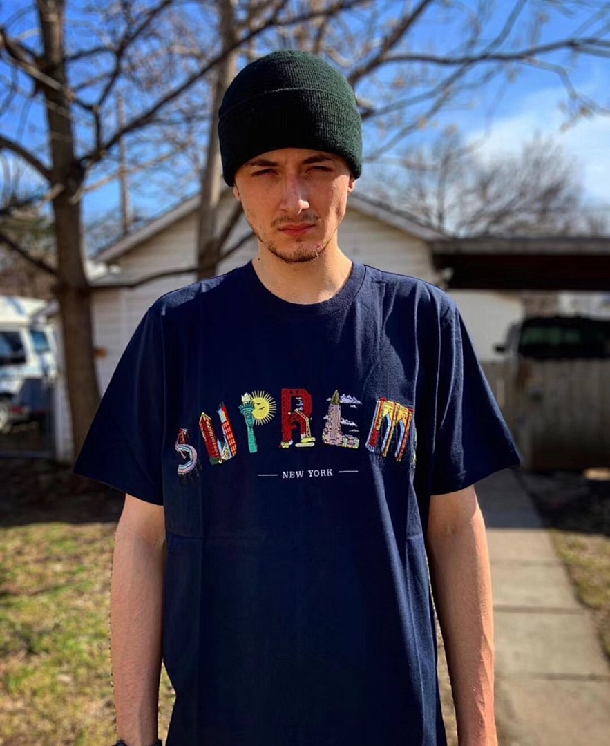 Supreme 118 Sup 19SS City Arc Tee Embroidered Logo Color Short Sleeve T Black White S-XL B104# - Image 8