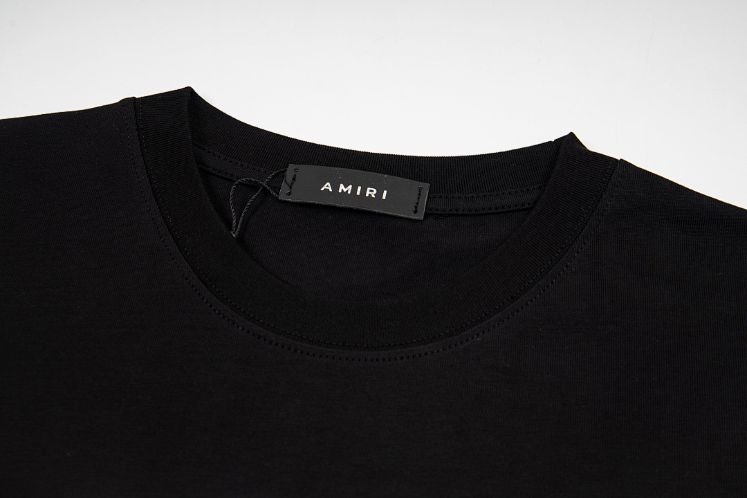 AMIRI 118 Wide Version Model Short Sleeve T Logo Print High Wind Black White S M L XL 9907# - Image 7