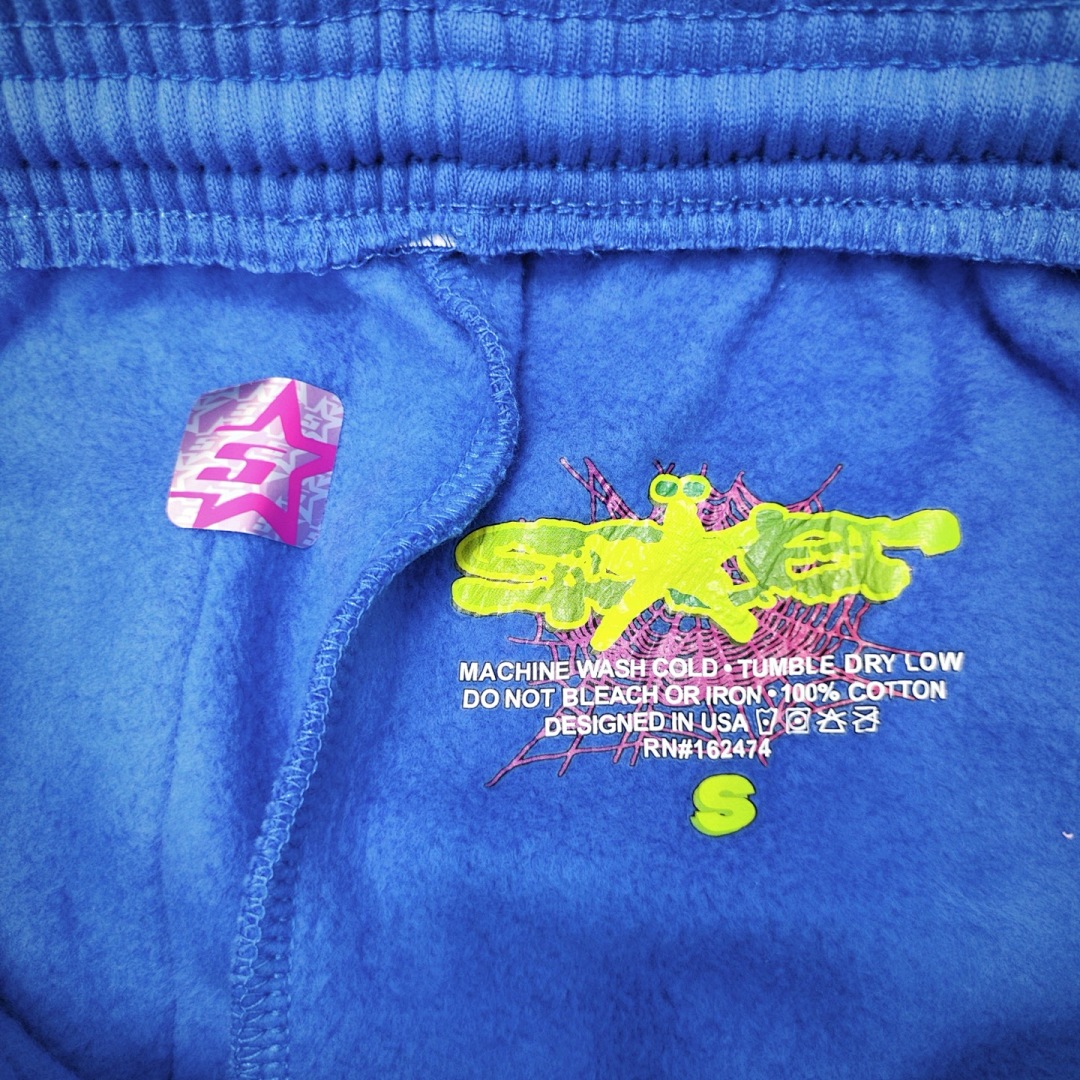 Sp5der FW23 SWEATS Mens Womens Long Blue : S-XXL - Image 11