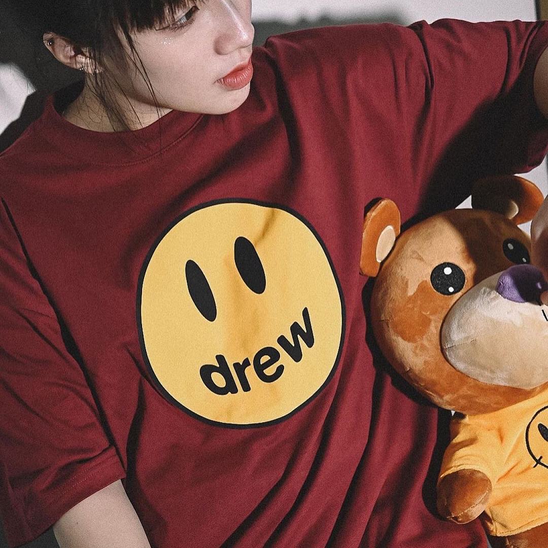 Drew House 108 DREW HOUSE 22FW Mascot Tee LOGO Print Short Sleeve T Cream White Black Red Color Blue Pink Purple S M L - Image 25