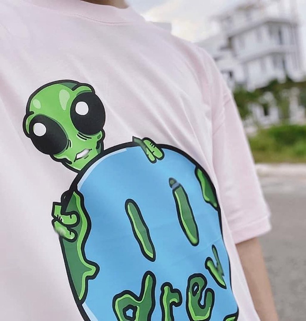 Drew House 98 DREW HOUSE ALLEN THE ALIEN Ss TEE Star Print Collar Solid Cotton Short Sleeve T Light Camel Pink S M L - Image 16