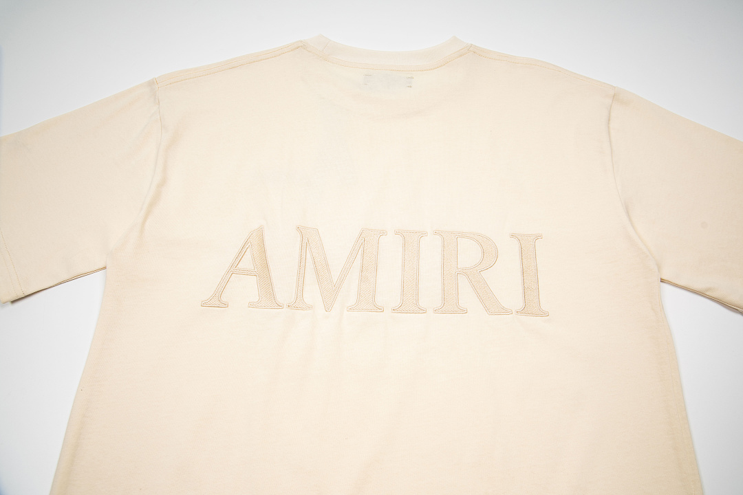 AMIRI 118 Wide Version Model Logo Embroidered Short Sleeve T Black Grey Cream Apricot S M L XL 9941# - Image 17