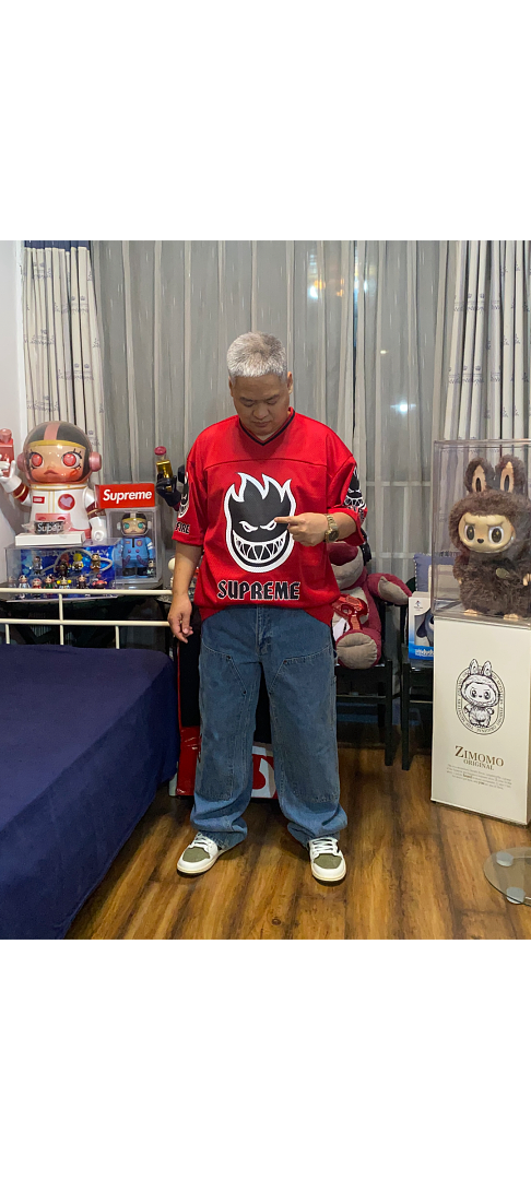 Supreme 218 SPITFIRE FOOTBALL JERSEY Fire Flame V Collar Short Sleeve Olive Black Red S - Image 32