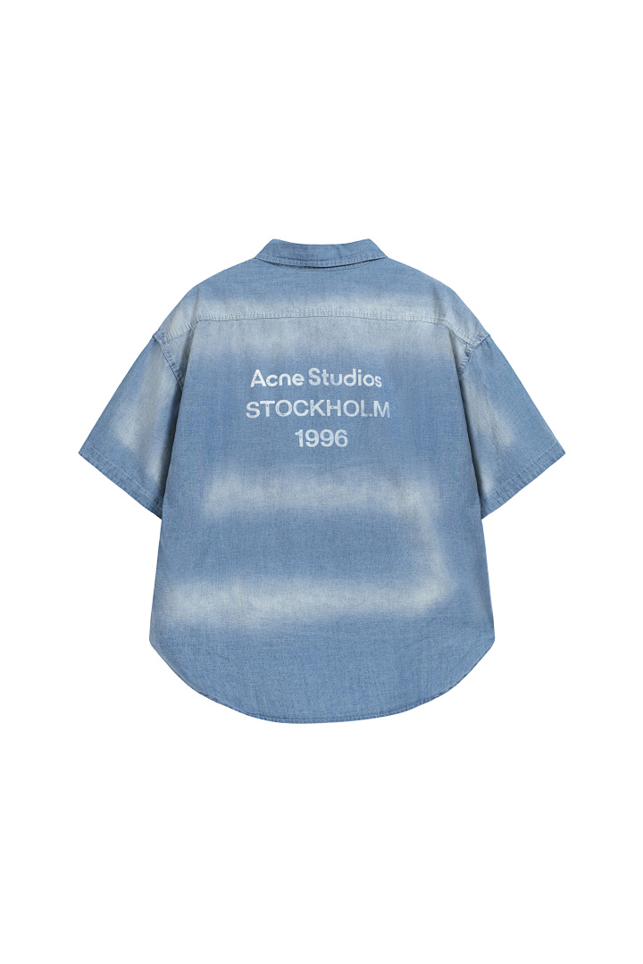 Acne Studios 218 AC LOGO Short Sleeve Water Blue S-XL 3297# - Image 3